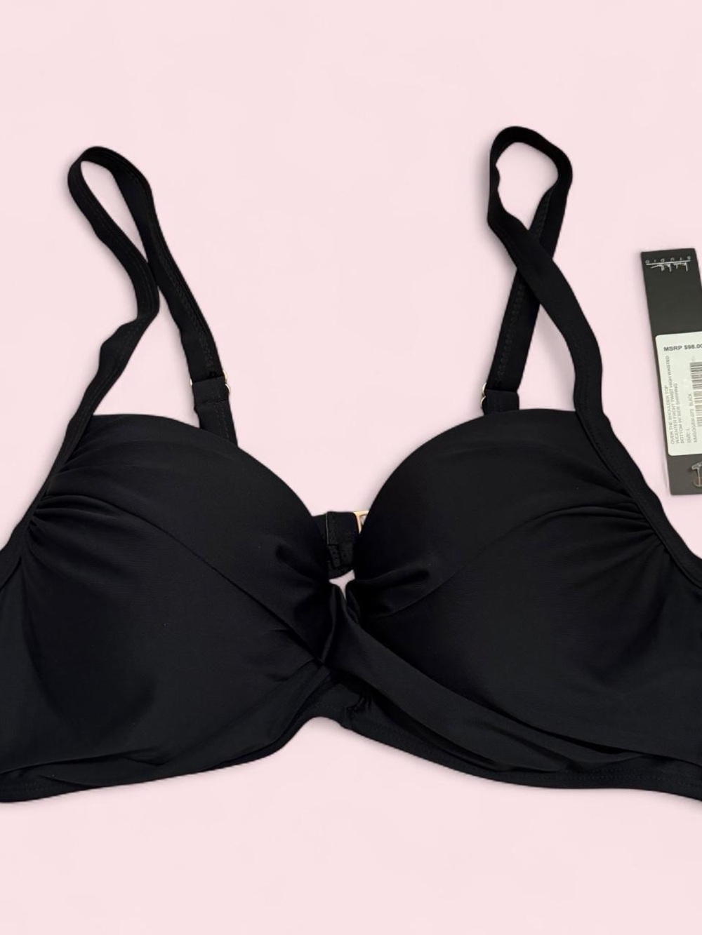 NWT Nicole Miller Black Bikini Top & High-Waist Bottom Set - Picture 2 of 5
